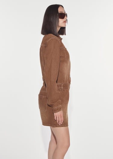 TUTA IN DENIM CON SHORT E STRASS BROWN SUGAR