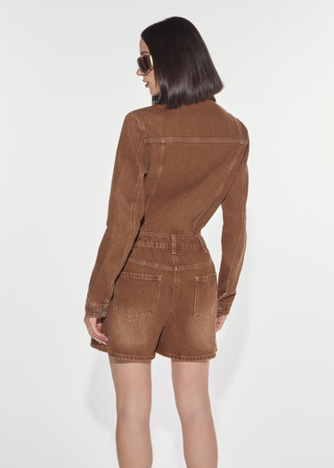 TUTA IN DENIM CON SHORT E STRASS BROWN SUGAR