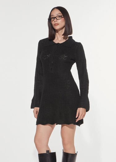 ABITO CORTO IN MAGLIA PUNTO PIZZO BLACK