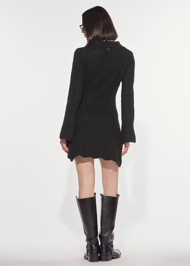 ABITO CORTO IN MAGLIA PUNTO PIZZO BLACK