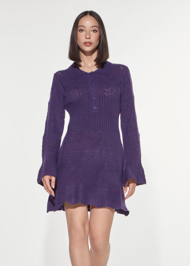 ABITO CORTO IN MAGLIA PUNTO PIZZO PURPLE