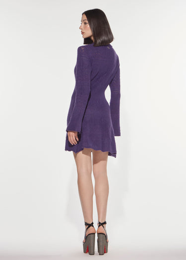 ABITO CORTO IN MAGLIA PUNTO PIZZO PURPLE