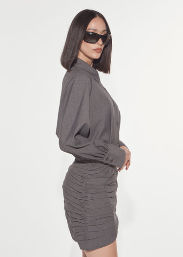 ABITO CORTO CON DRAPPEGGIO GREY