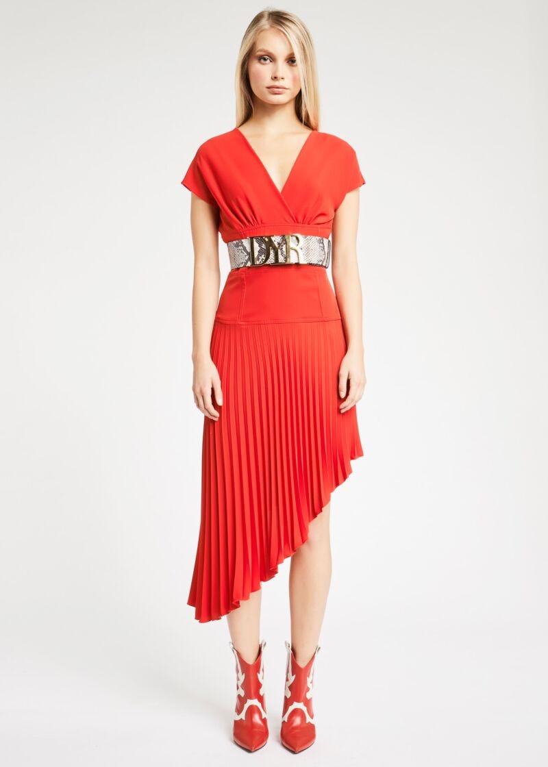 Dress with pleated skirt