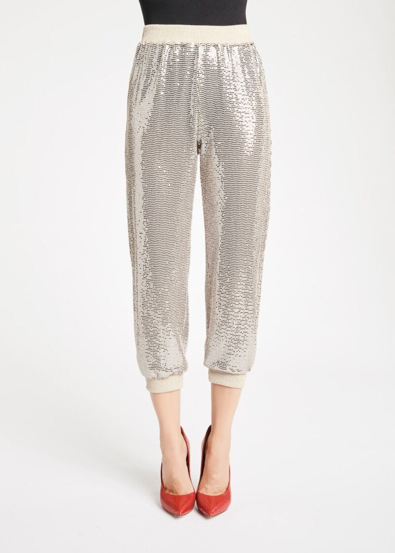 Fully-sequinned jogging pants