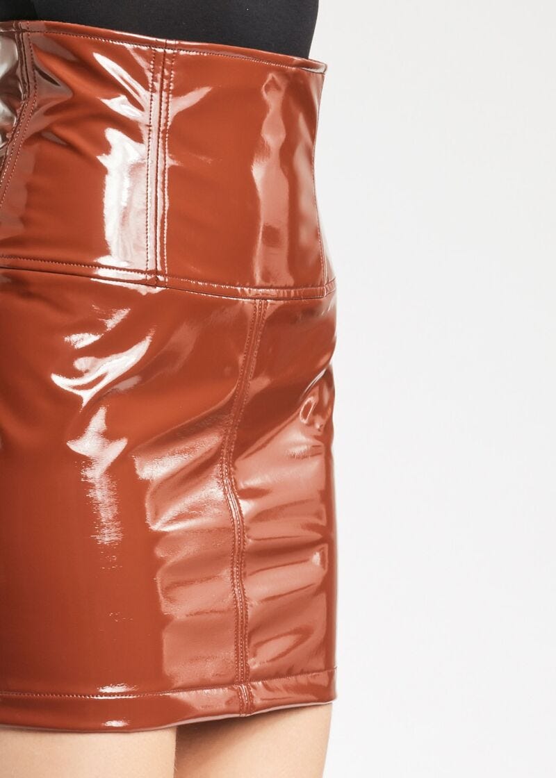 Patent leather mini skirt