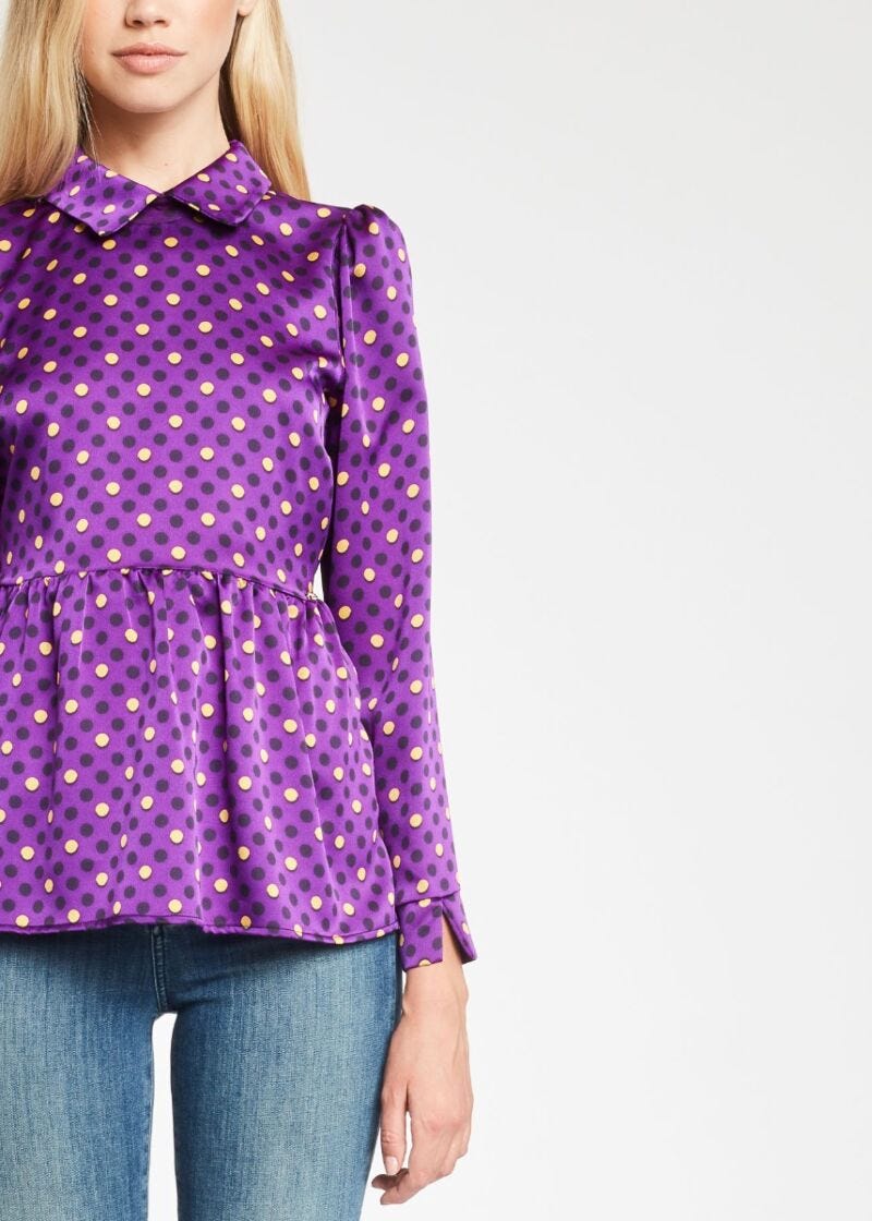 Polka dot satin blouse