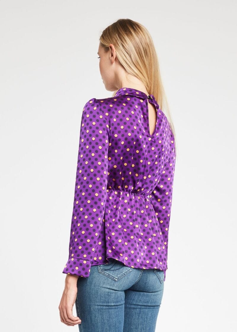 Polka dot satin blouse