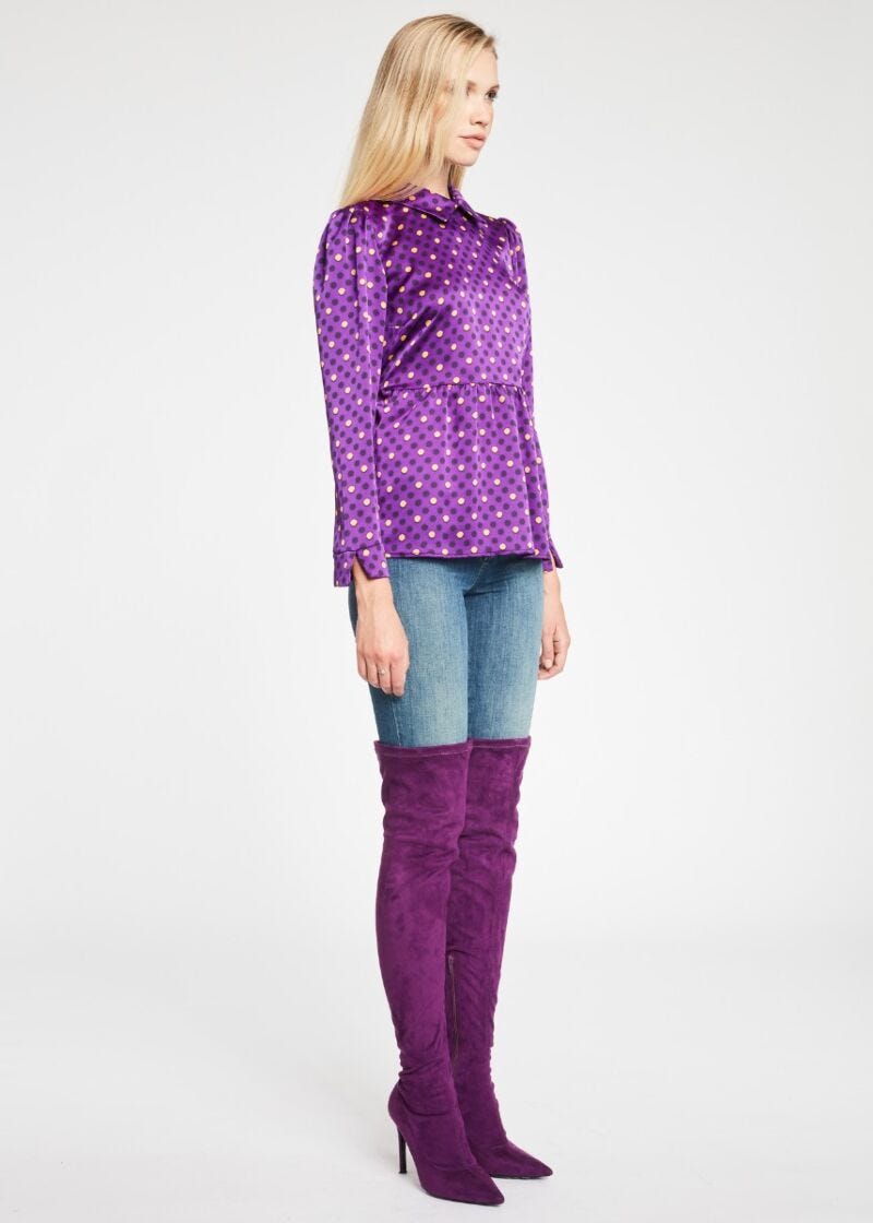 Polka dot satin blouse