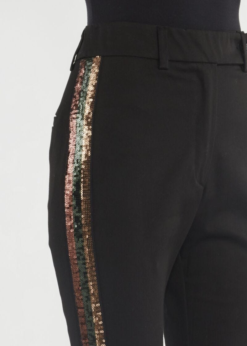 Trousers with sequin embellishment