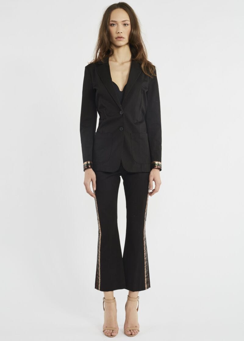 Trousers with sequin embellishment