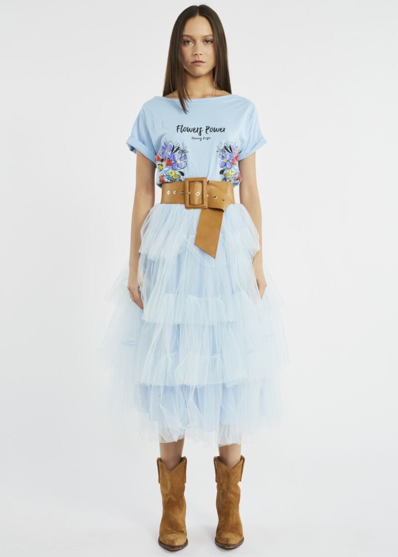 Tulle skirt with flounces