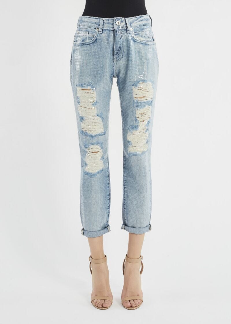 All-over sequin jeans