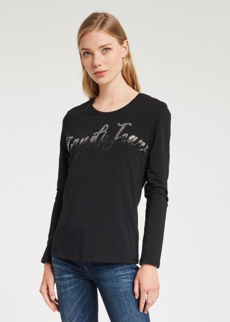 T-shirt with ombré rhinestones