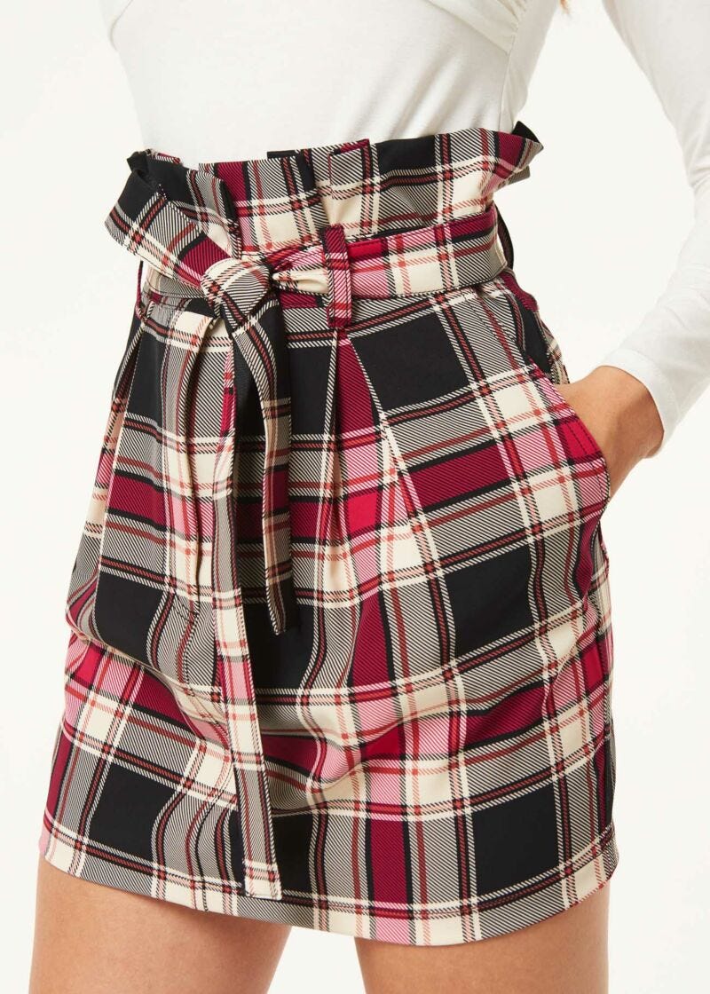 Gonna in cady con motivo tartan