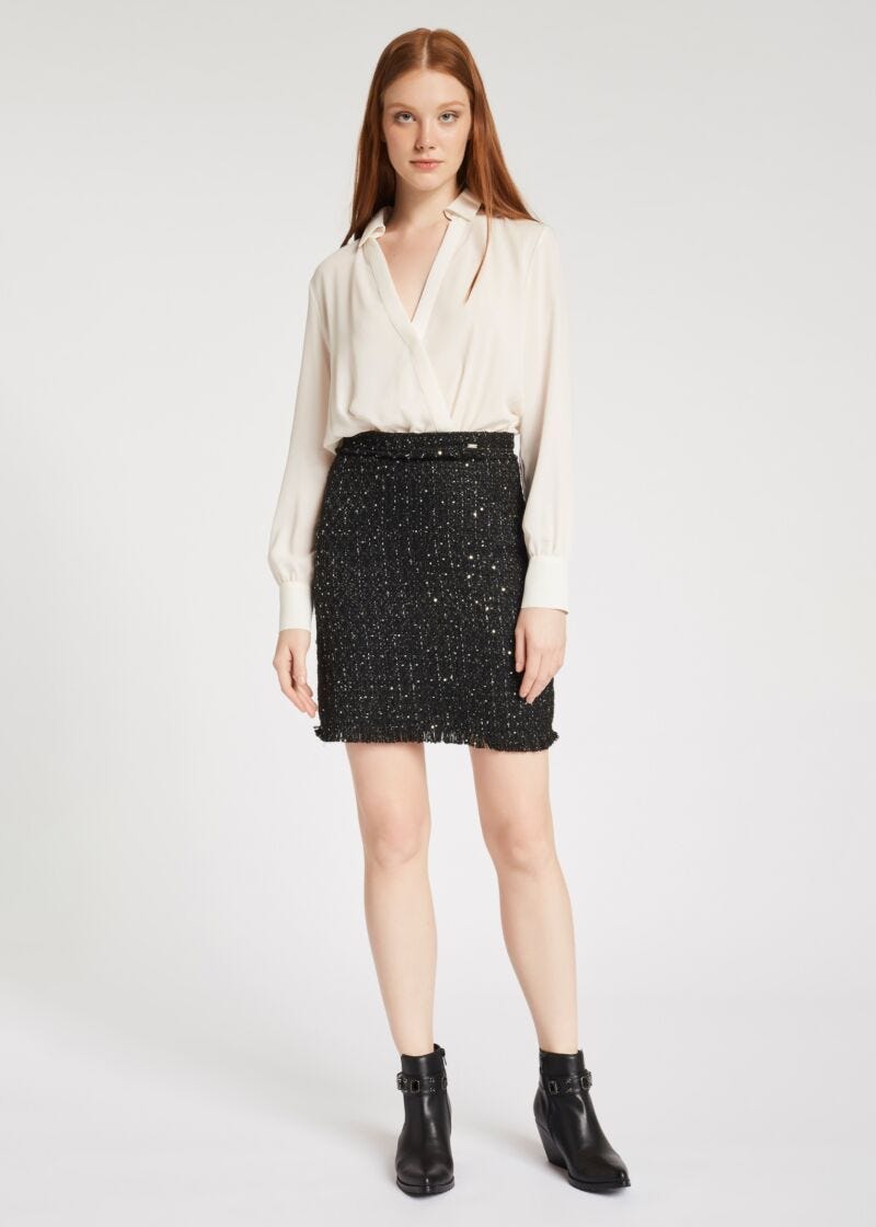 Dress with tweed skirt