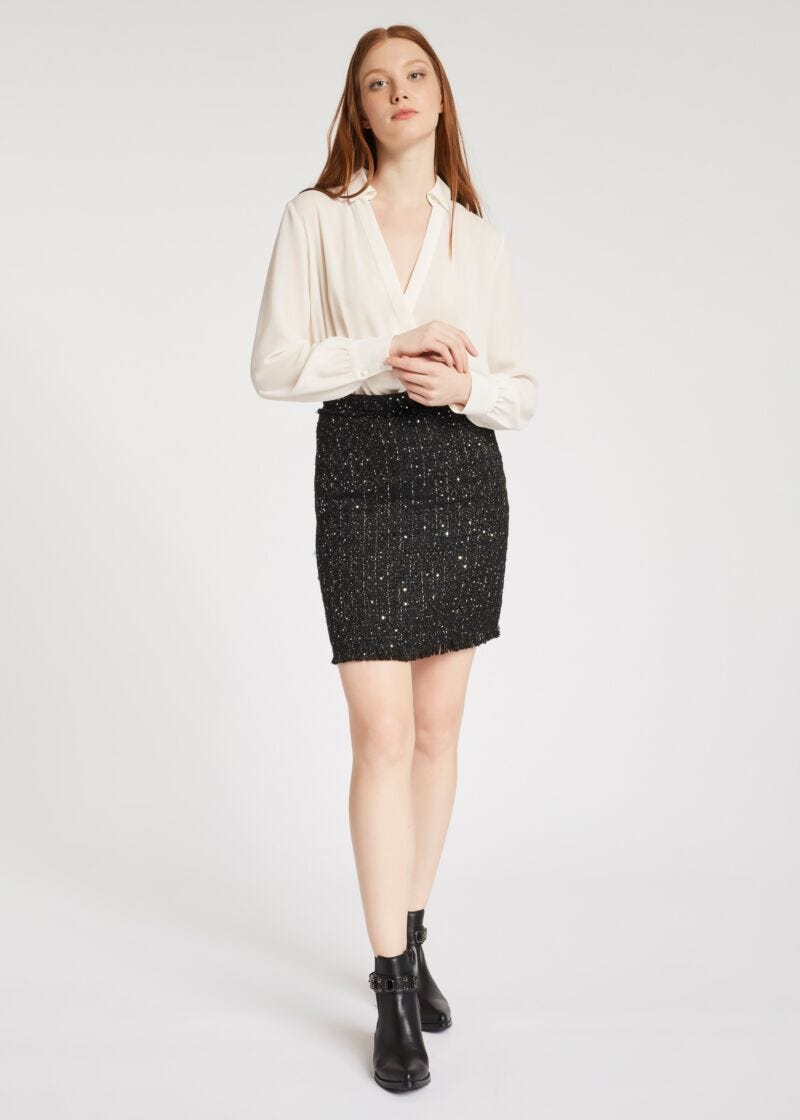 Dress with tweed skirt