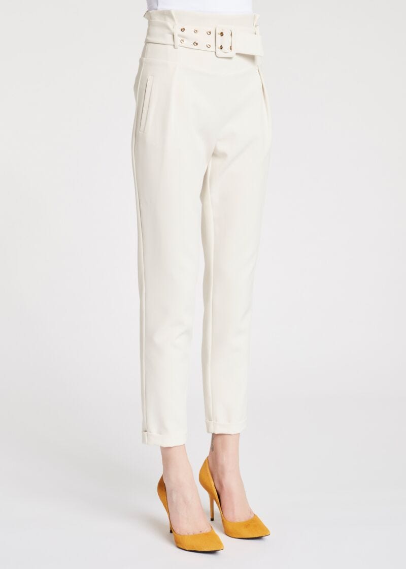 High-waisted trousers with belt