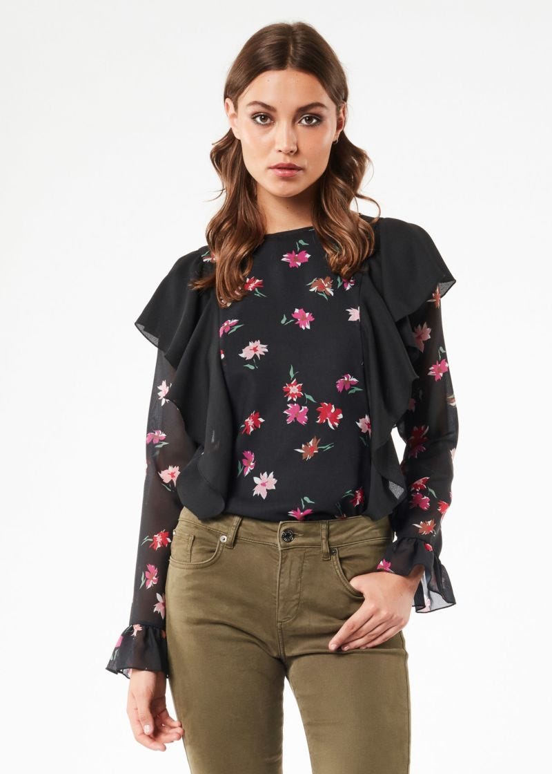 Blouse with floral motif