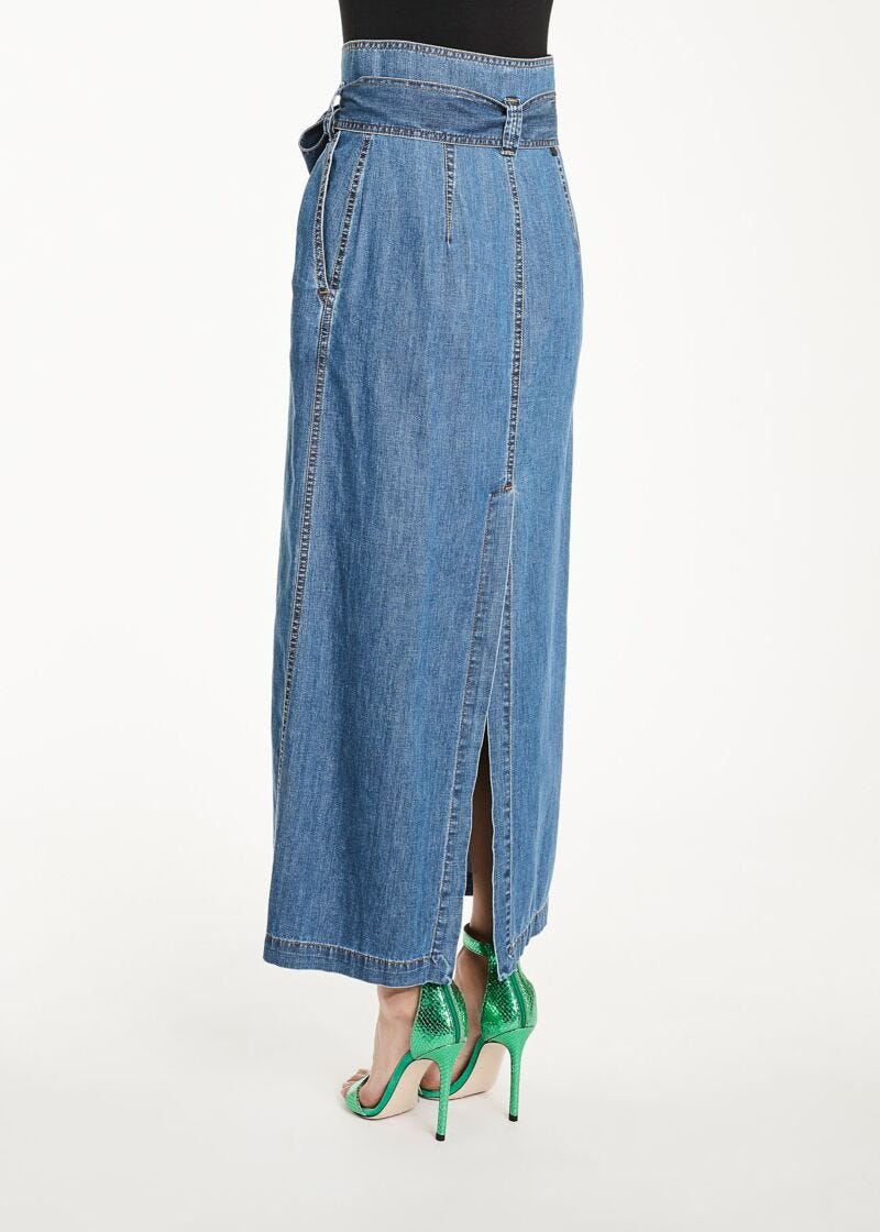 Long denim skirt