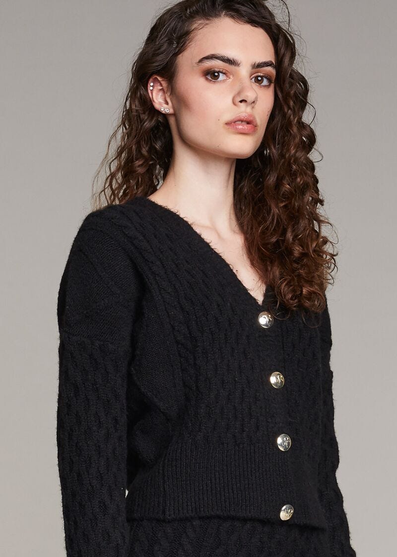 Cardigan in misto viscosa e lana