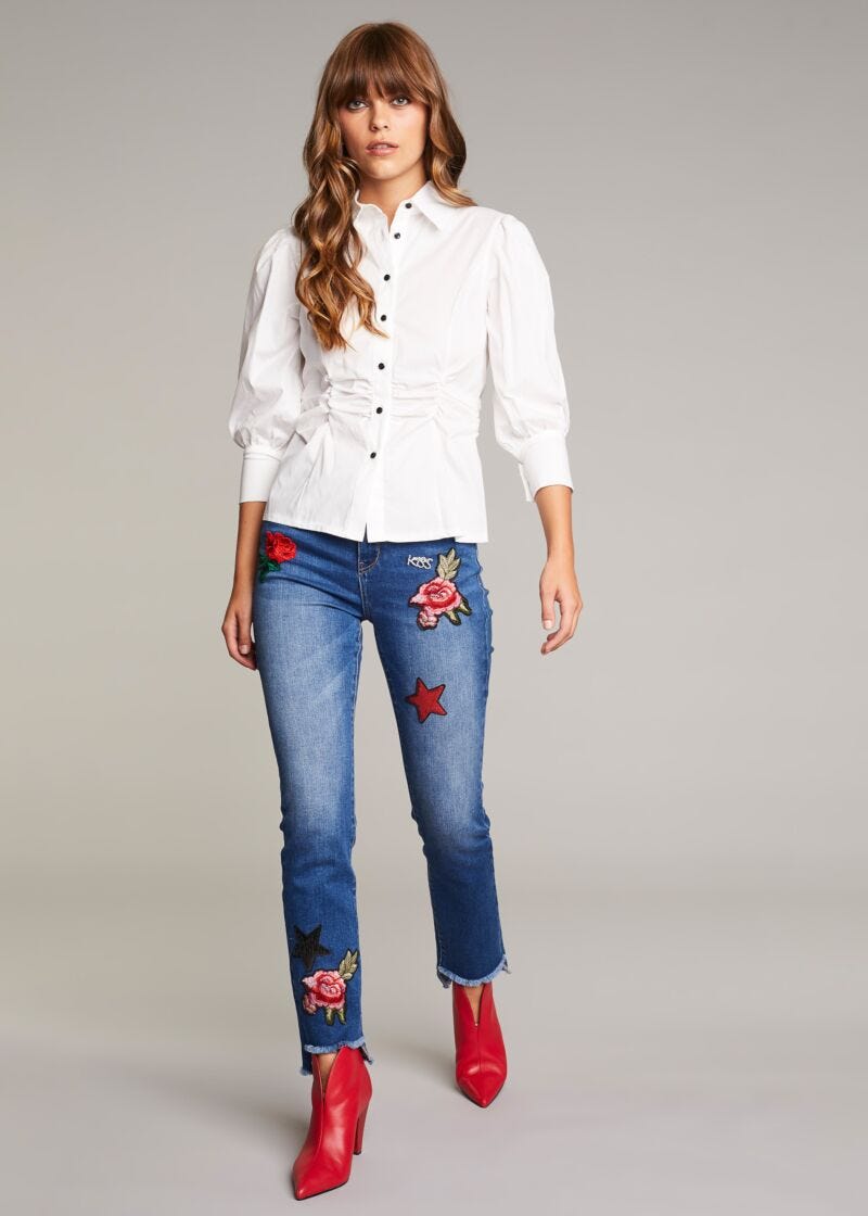 Jeans with embroidered patches