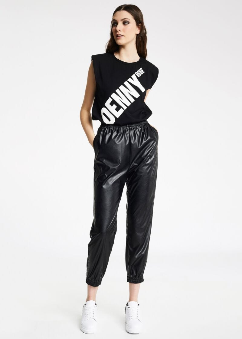 Faux leather trousers