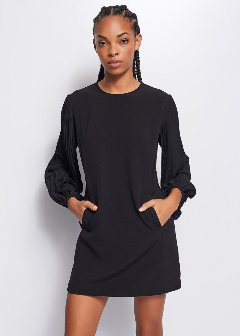 Two way stretch crew-neck dress