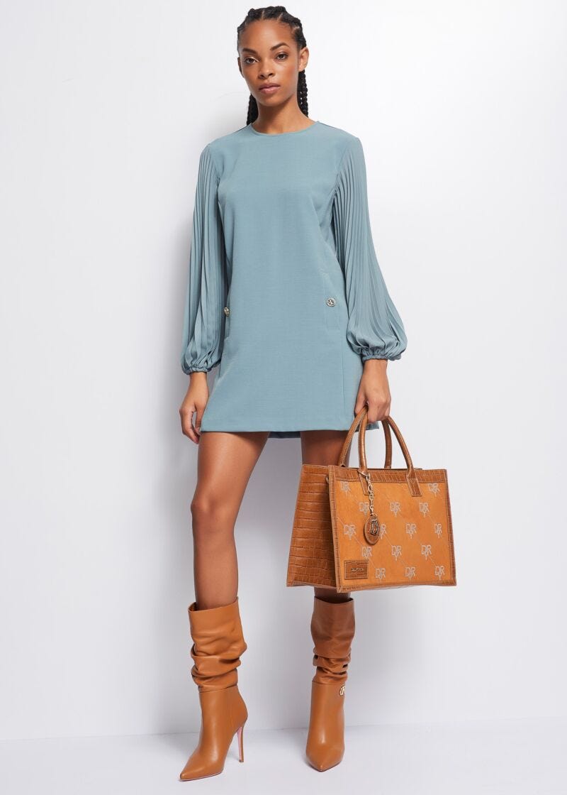 Two way stretch crew-neck dress