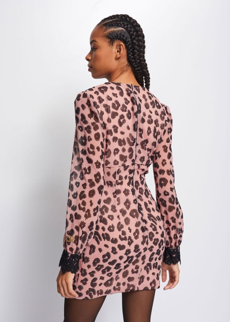 Georgette dress with animal print