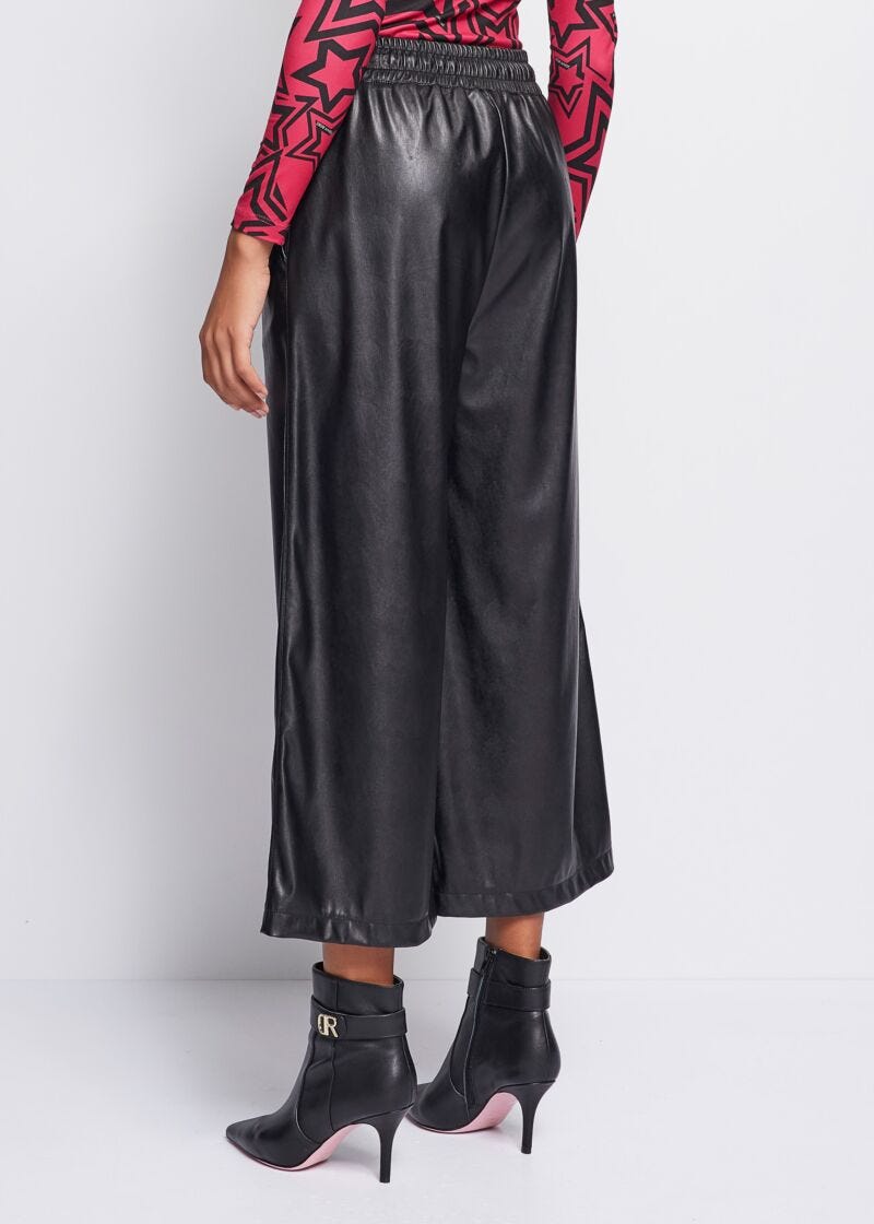 Faux-leather drawstring trousers