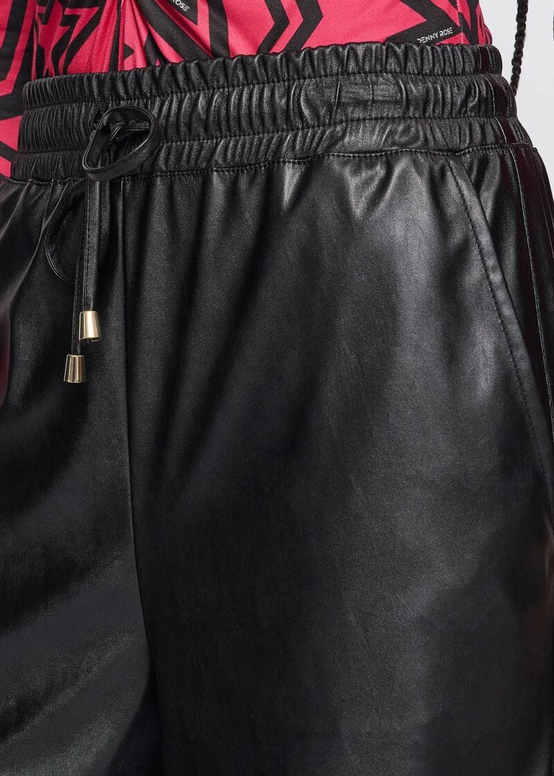 Faux-leather drawstring trousers