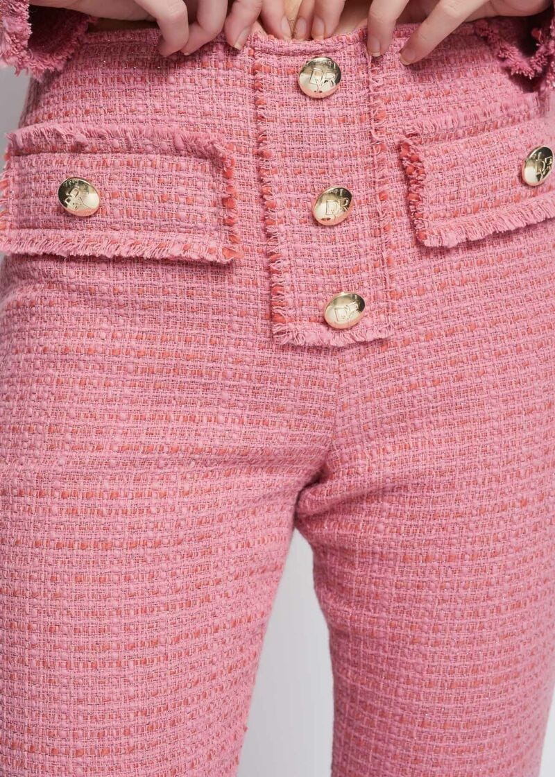 Pantaloni bouclé in cotone e lana