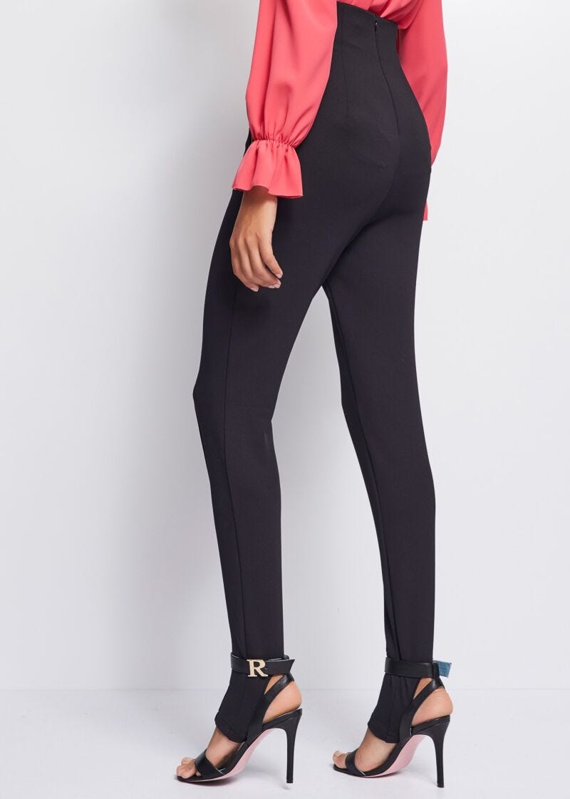 High-waist stretch trousers