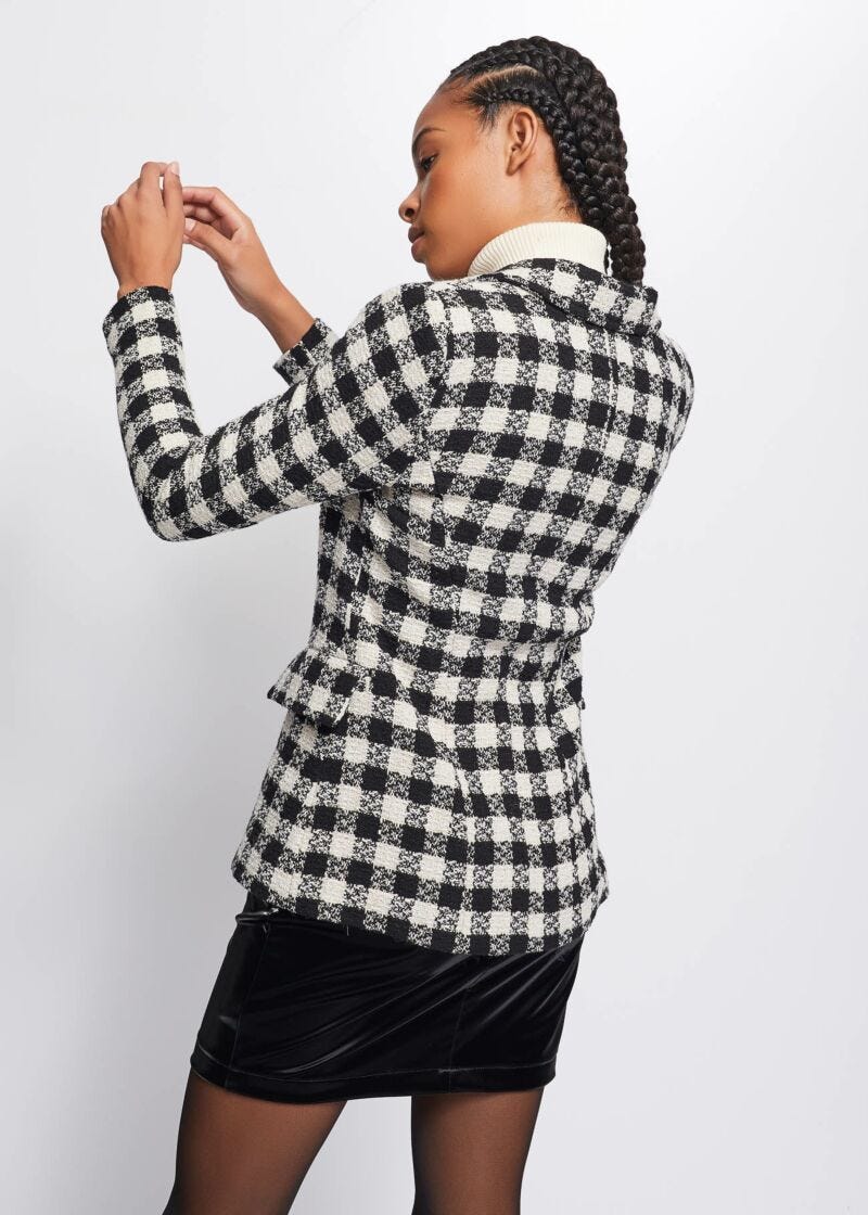 Blazer bouclé con motivo check