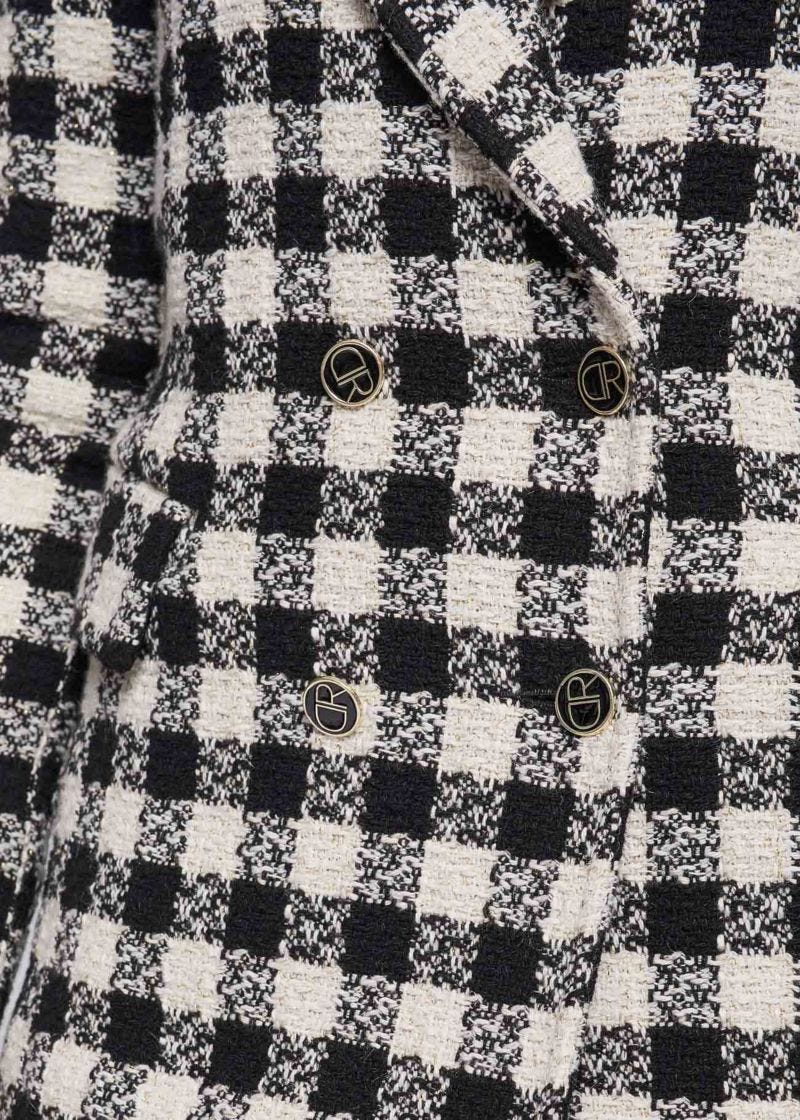 Bouclé blazer with checked pattern