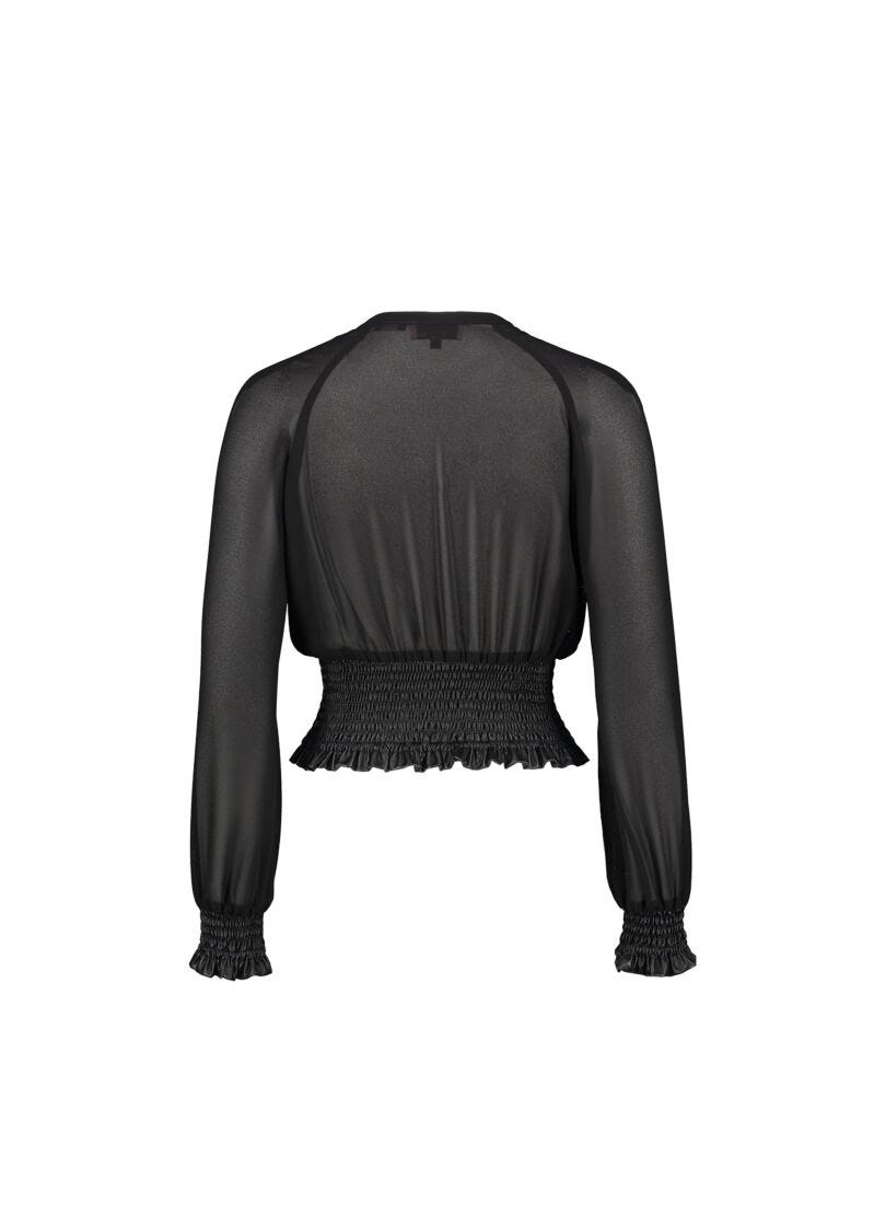 Blouse with faux-leather details