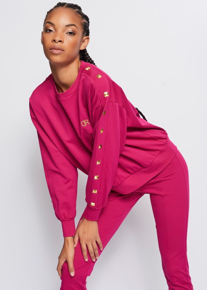 Felpa girocollo con borchie Dennyrose Store Ufficiale