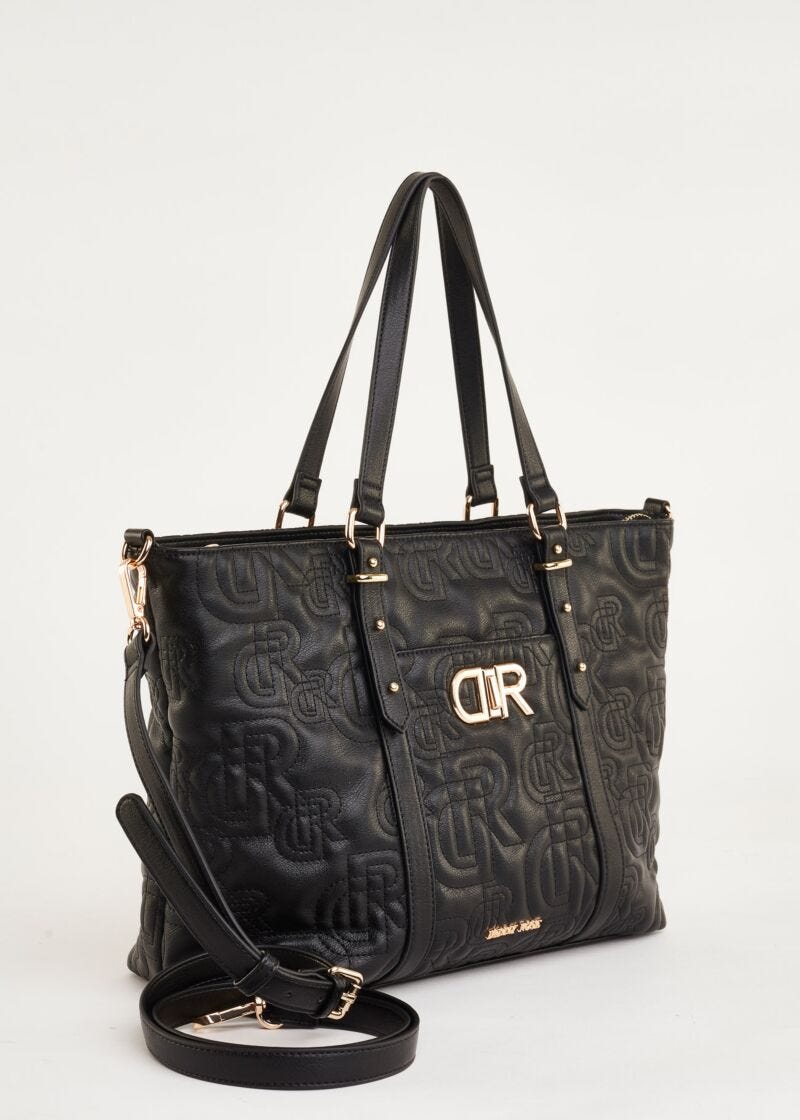 Shopper in quilted faux leather