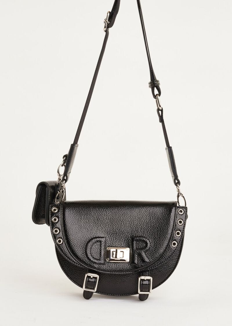 Crossbody bag in laminated faux leather