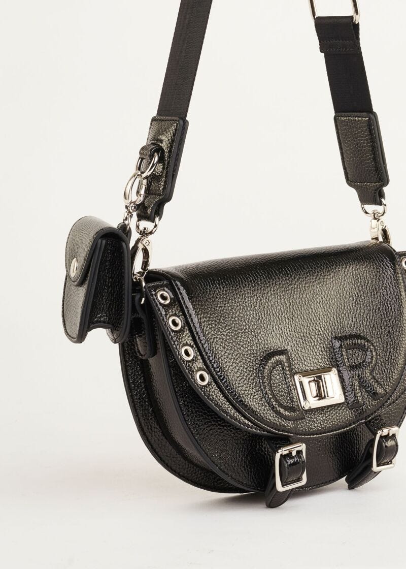 Crossbody bag in laminated faux leather