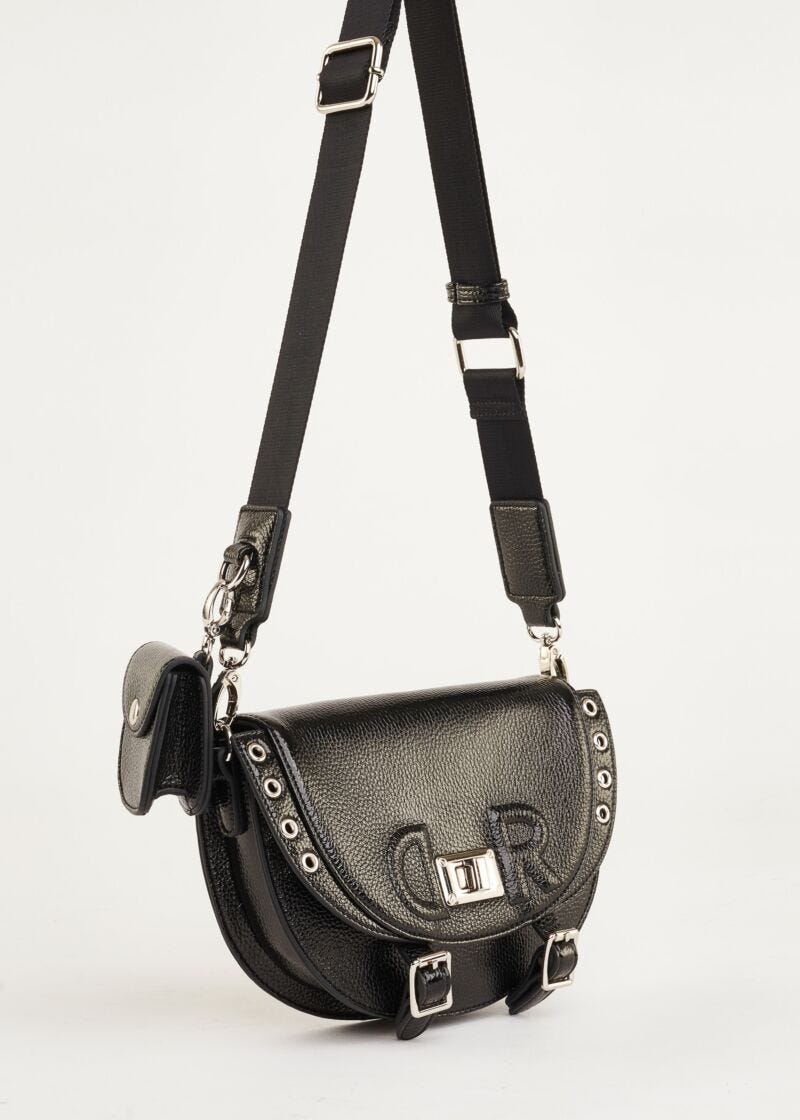 Crossbody bag in laminated faux leather