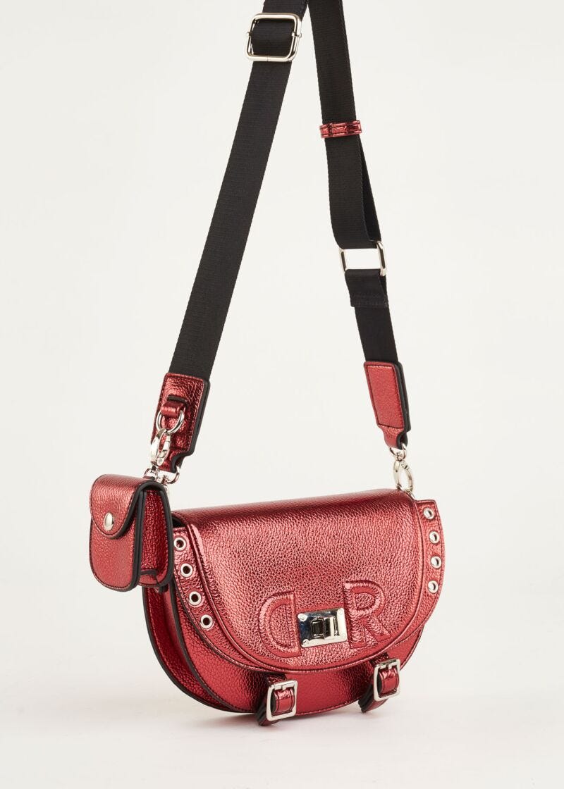 Crossbody bag in laminated faux leather