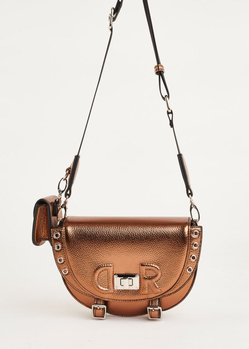 Crossbody bag in laminated faux leather