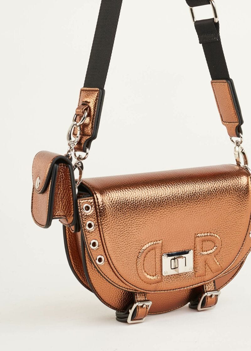 Crossbody bag in laminated faux leather