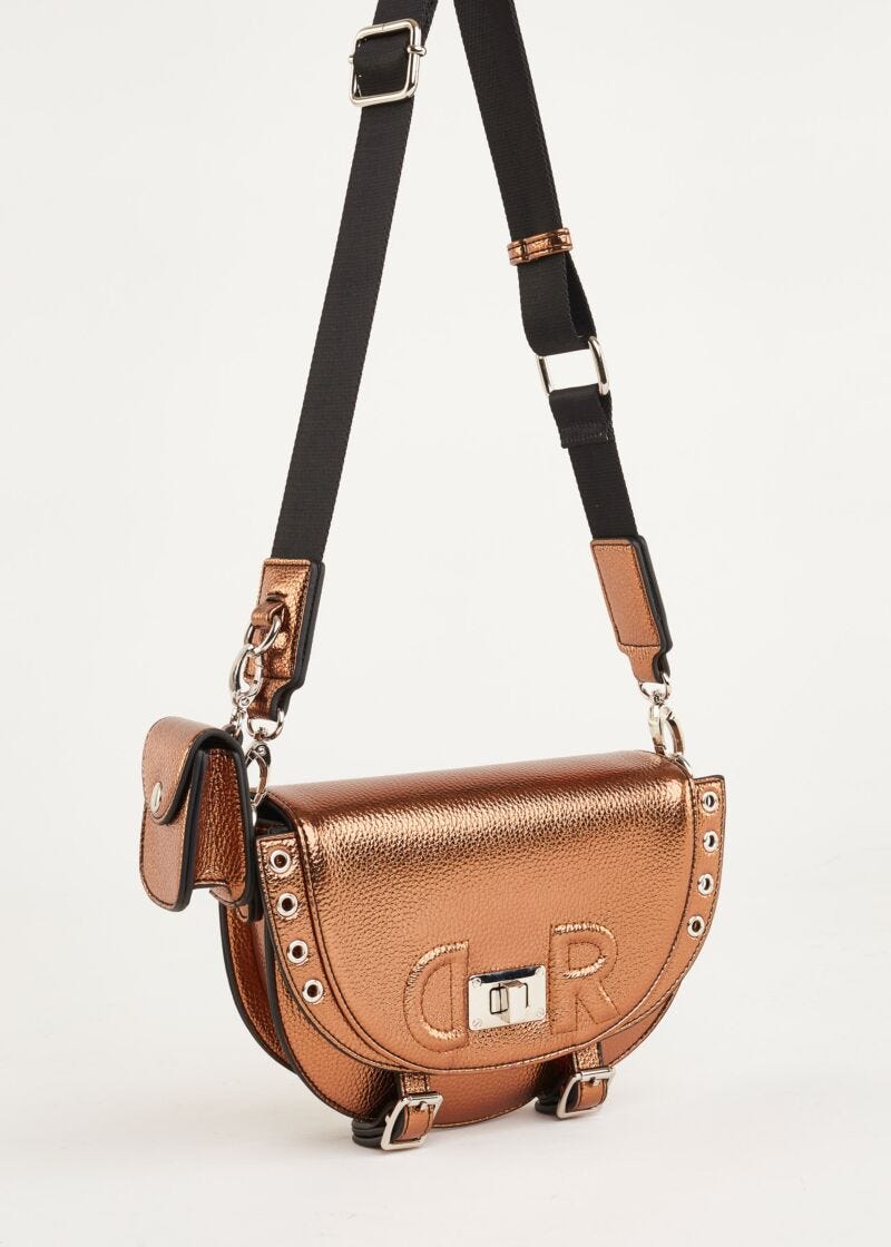 Crossbody in similpelle laminata