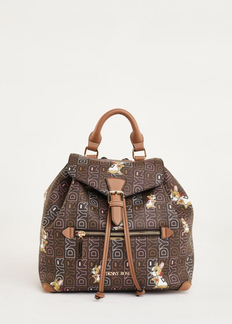 Backpack in printed faux leather