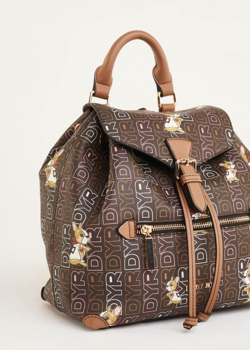 Backpack in printed faux leather