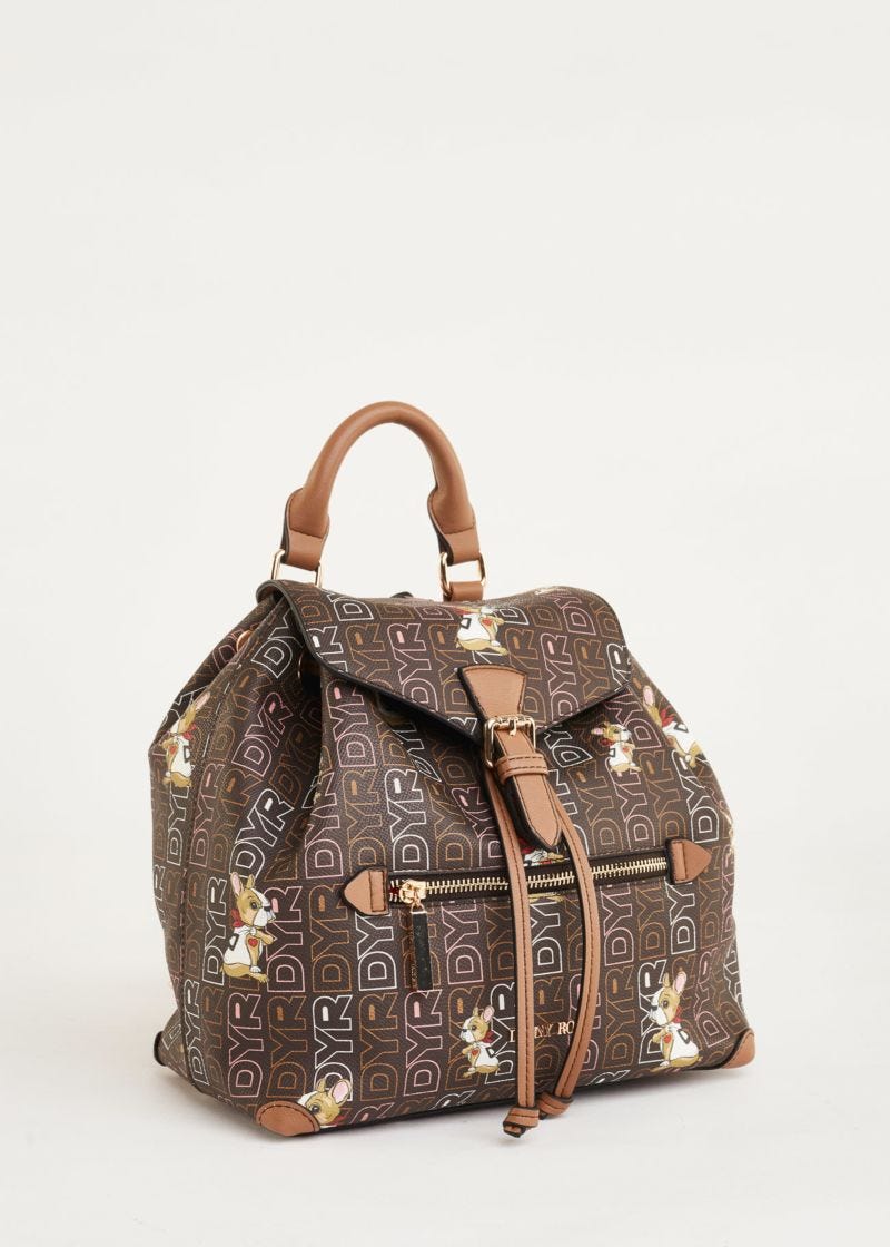 Backpack in printed faux leather