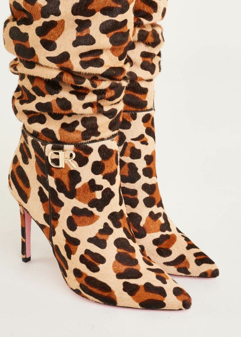 Animal-print ponyskin boots